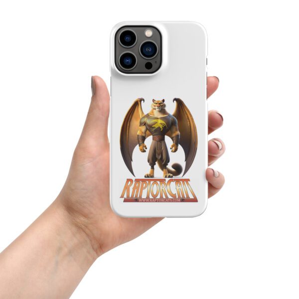 A hand holding an iphone case with a dragon on it.