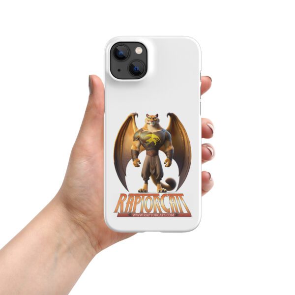 A hand holding an iphone case with a dragon on it.