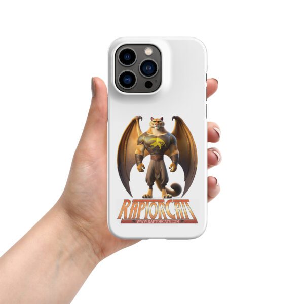 A hand holding an iphone case with a dragon on it.