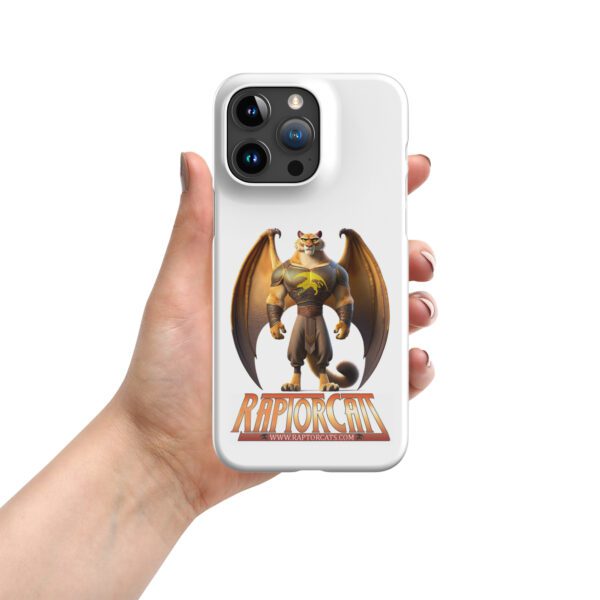 A hand holding an iphone case with a dragon on it.