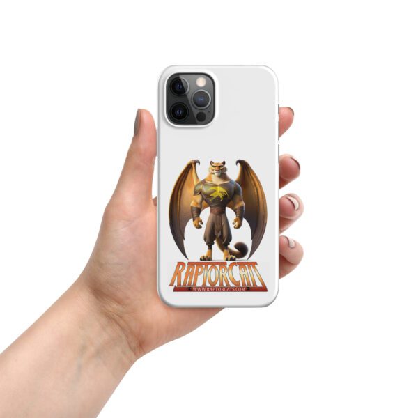 A hand holding an iphone case with a dragon on it.