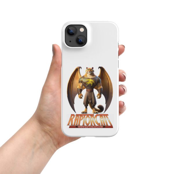 A hand holding an iphone case with a dragon on it.