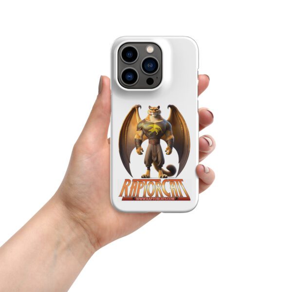 A hand holding an iphone case with a dragon on it.