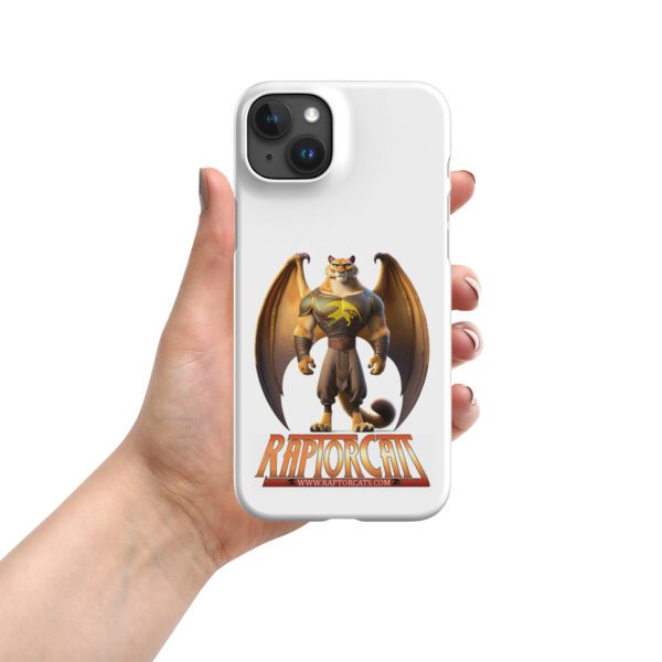 A hand holding an iphone case with a dragon on it.