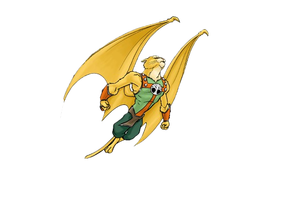 A dragon with wings and a green shirt