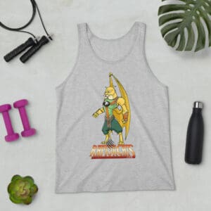 Workout gear with "Ratporcats" tank top design.