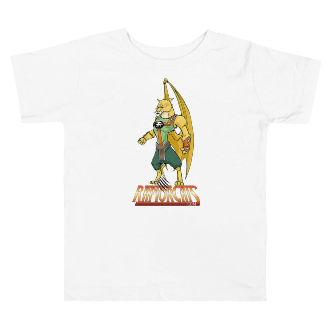 Cartoon character on white t-shirt design.